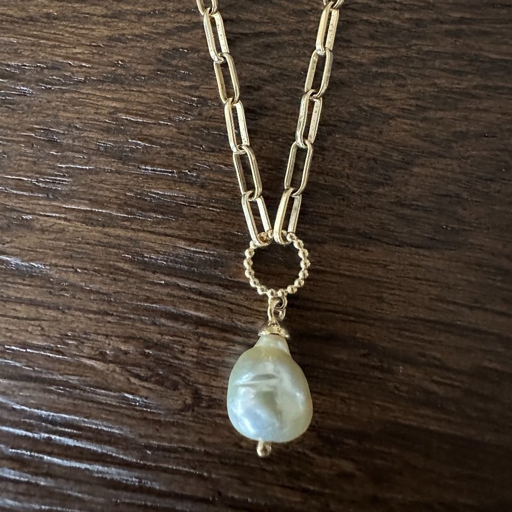 Gemporia Golden South Sea Cultured Pearl Gold Plated Silver Necklace (10MM)